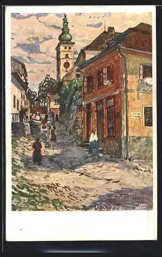 Künstler-AK Pribor, Farni Ulice