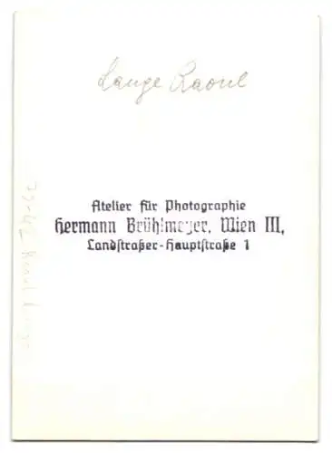 Fotografie Hermann Brühlmeyer, Wien, Portrait Schauspieler Raoul Lange