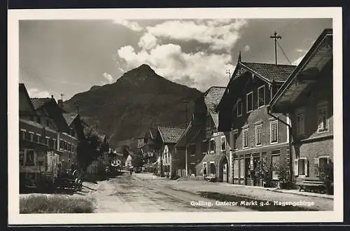 AK Golling /Salzach, Unterer Markt gegen das Hagengebirge