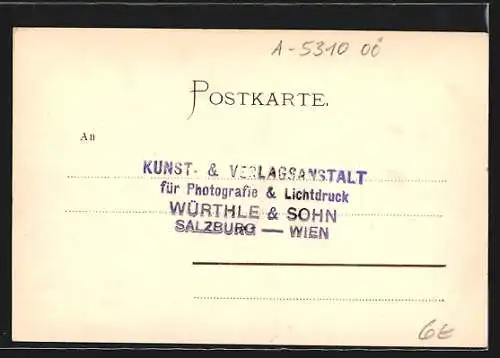 AK Mondsee, Ortspartie mit Kirche