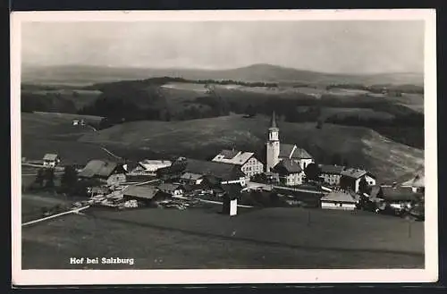 AK Hof bei Salzburg, Luftbild mit Kirche