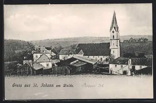 AK St. Johann am Walde, Ortsansicht mit der Kirche