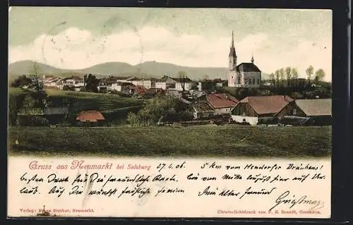 AK Neumarkt bei Salzburg, Ortsansicht mit der Kirche