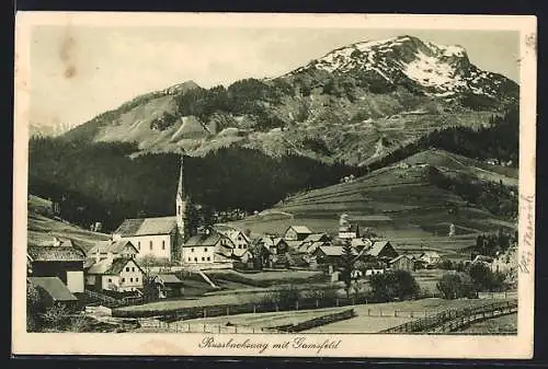 AK Russbachsaag, Ortsansicht mit Bergpanorama