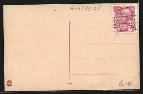 AK Braunau a. Inn, Teilansicht mit Torbogen
