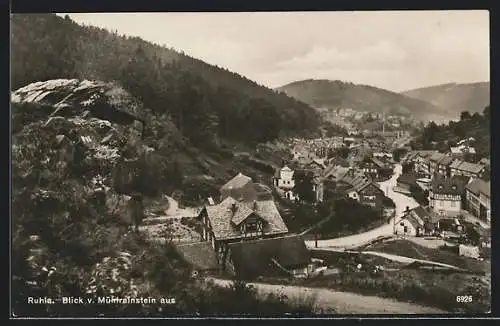 AK Ruhla, Blick zum Ort vom Mühlrainstein aus