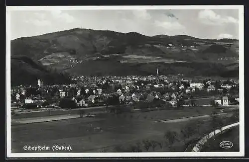 AK Schopfheim /Baden, Teilansicht mit Kirche