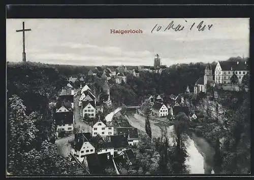 AK Haigerloch, Generalansicht mit dem Schloss über dem Fluss
