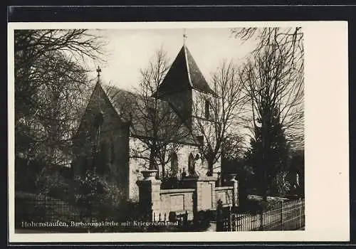 AK Hohenstaufen, Barbarossakirche mit Kriegerdenkmal