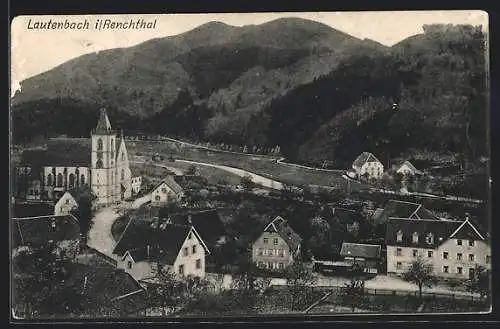 AK Lautenbach i. Renchthal, Strassenpartie mit Kirche