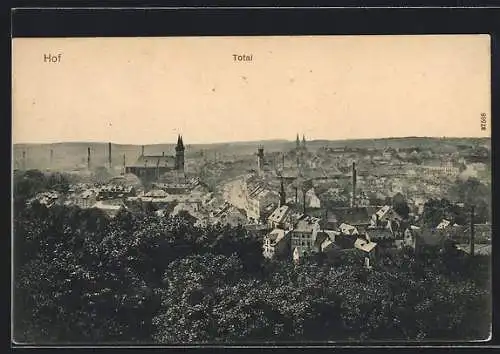 AK Hof / Saale, Teilansicht mit Kirche