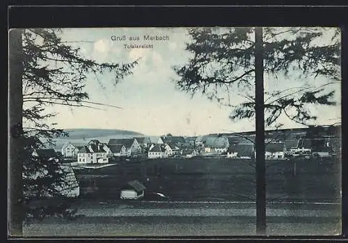 AK Marbach / Baden, Totalansicht mit Bäumen