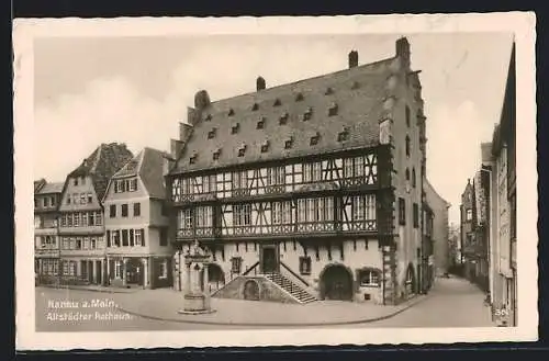 AK Hanau, Altstädter Rathaus mit Brunnen