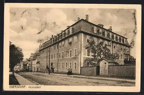 AK Ebersdorf / Reuss, Strassenpartie am Pensionat