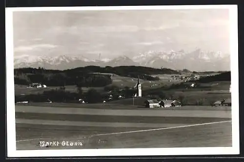 AK Glonn, Ortsansicht vor Bergpanorama