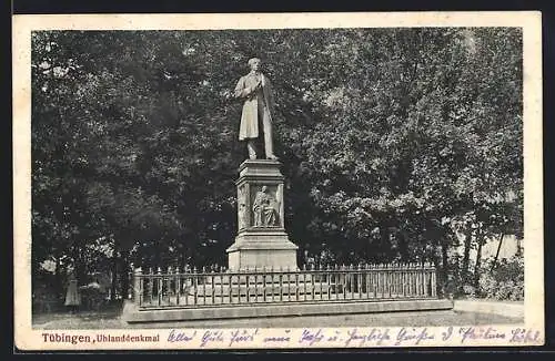 AK Tübingen, Blick auf Uhland-Denkmal