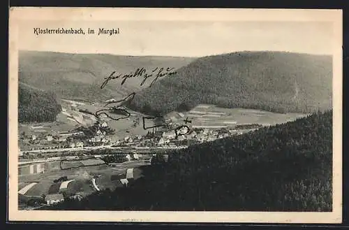 AK Klosterreichenbach im Murgtal, Ortsansicht aus der Vogelschau