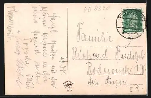 AK Schandau a. d. Elbe, Teilansicht mit Kirche und Lilienstein