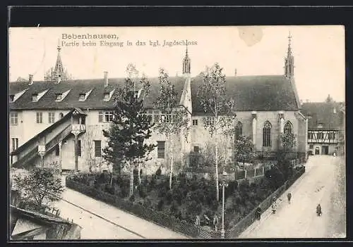 AK Bebenhausen, Strassenpartie am Eingang in das kgl. Jagdschloss