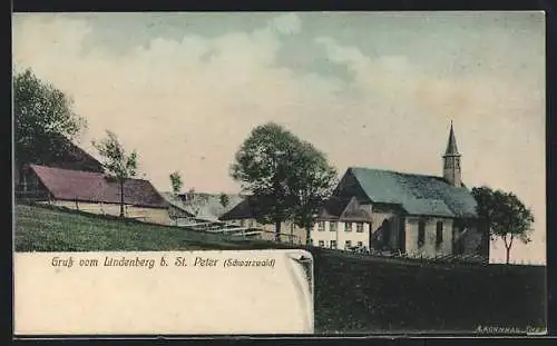 AK Lindenberg b. St. Peter, Ortspartie mit Kirche