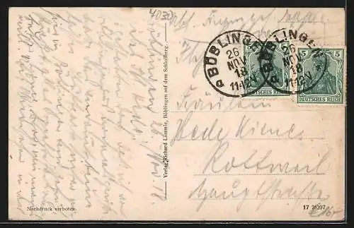 AK Böblingen, Partie am unteren See mit Flugzeug