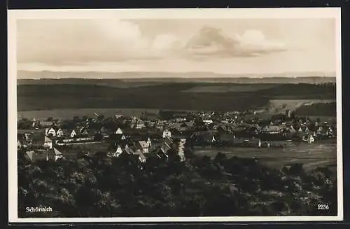 AK Schönaich, Ortsansicht und Panorama der Umgebung