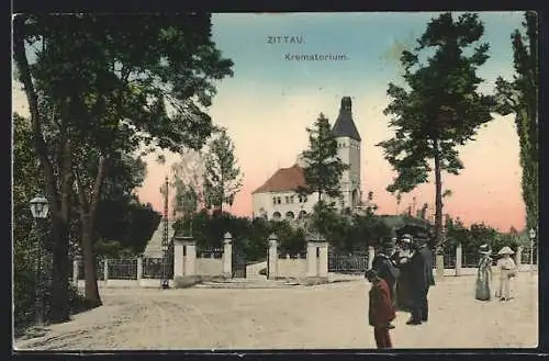 AK Zittau, Partie vor dem Krematorium