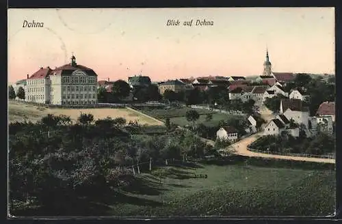 AK Dohna, Blick auf den Ort mit Kirche