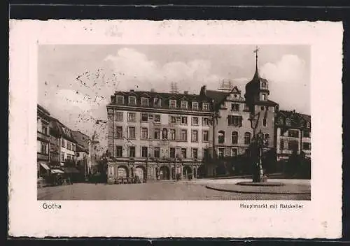 AK Gotha, Hauptmarkt mit Gasthaus Ratskeller