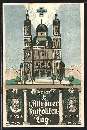 Künstler-AK Kempten / Allgäu, 1. Allgäuer Katholikentag 1913