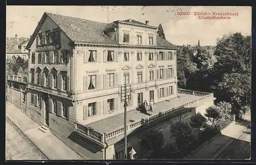 AK Zürich, Kreuzstrasse mit Elisabethenheim
