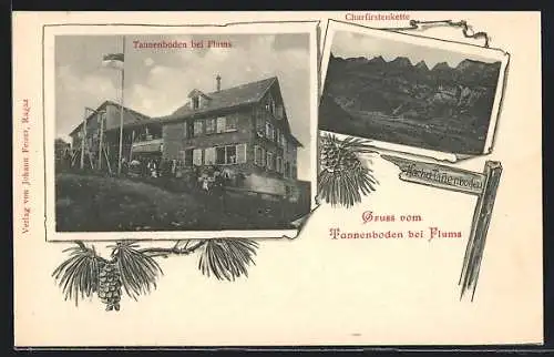 AK Flums, Gasthaus Tannenboden, Churfirstenkette