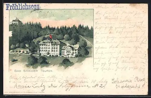 Lithographie Teufen, Ansicht von Hotel Bad Sonder