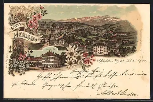 Lithographie Herisau, Heinrichs-Bad, Panorama