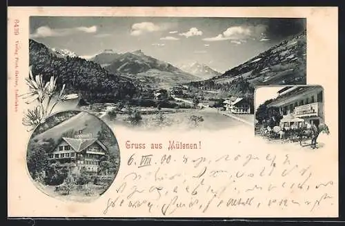 AK Mülenen, Hotel-Pension Mülenen, Hotel de L`Ours, Ortsansicht