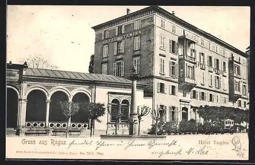 AK Ragaz, Hotel Tamina mit Brunnen