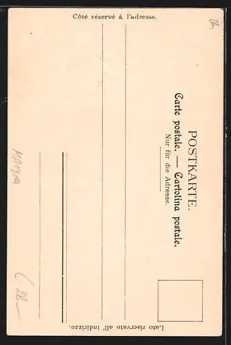 Lithographie Unterseen /Interlaken, Wohnhäuser und Kirche, Stadtwappen