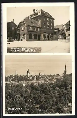 AK Rorschach, Pension Blumenau, Haushaltungsschule, Ortsansicht