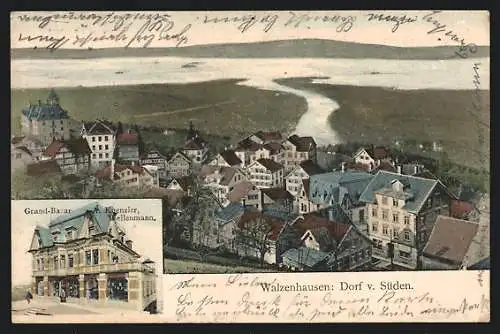 AK Walzenhausen, Grand-Bazar A. Kuenzler, Weilenmann, Ortsansicht v. Süden