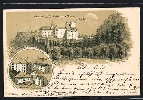 Lithographie Wikon b. Reiden, Institut Marienburg, Möbelfabrik L. Meyer