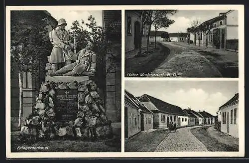 AK Unter Markersdorf /N. Ö., Kriegerdenkmal, Strassenpartien