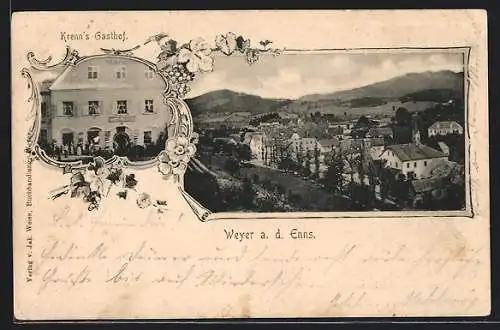 AK Weyer a. d. Enns, Krehn`s Gasthof, Teilansicht