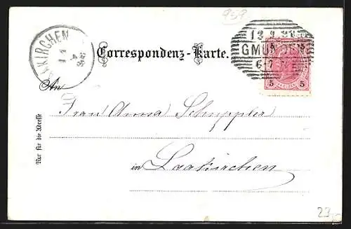 Lithographie Gmunden, A. Deiningers Hotel & Dependancen zum goldenen Schiff