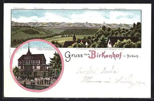 Lithographie Birkach / Stuttgart, Gasthaus zum Birkenhof von Ph. Schmidhäuser