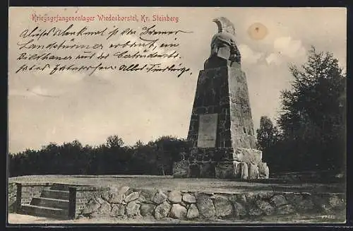 AK Wiedenborstel /Kr. Steinberg, Kriegerdenkmal im Kriegsgefangenenlager