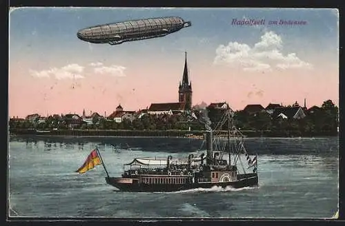 AK Radolfzell, Zeppelin Luftschiff & Dampfer Stadt Ueberlingen
