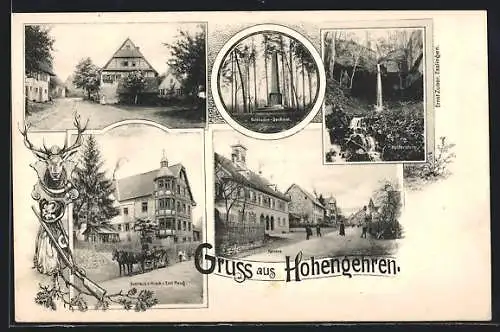 AK Hohengehren, Gasthaus z. Hirsch v. Emil Haug, Goldboden-Denkmal, Holderstein, Rathaus