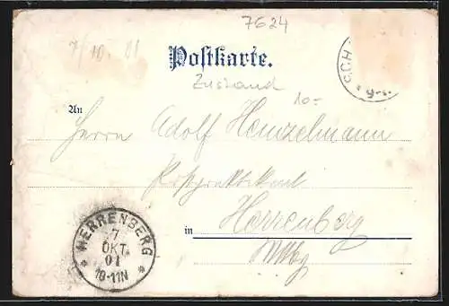 Lithographie Rippoldsau-Klösterle i. Schwarzwald, Gasthaus zum Erbprinzen von A. Schneggenburger, die Kirche