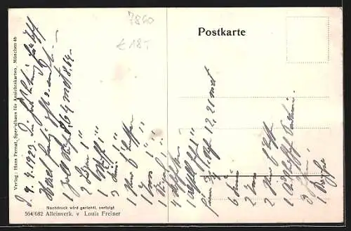 Künstler-AK sign. Hans Pernat: Fahrnau i. W., Handlung Louis Freiner, Friseurgeschäft Otto Steinebrunner, Gesamtansicht