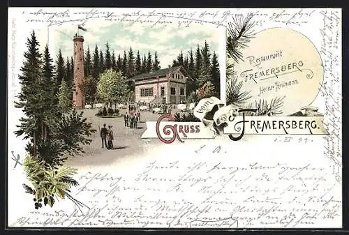 Lithographie Fremersberg, Restaurant Fremersberg, Inh.: Heinr. Heilmann